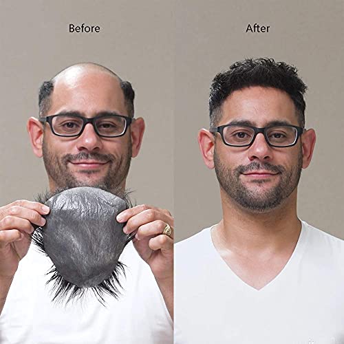 Image of 0.06 mm Transparent Poly Skin Base Hair System | Realistic Scalp Hair Patch | 100% Human Hair Wig | Silky, Soft and Lightweight Toupee | Size: 7x5, Natural Black
