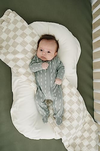 Image of Mebie Baby Muslin Quilt, Taupe Checkered, 100% Baby Blankets for Girls and Boys, Muslin Baby Blanket for Newborns, Babies, Toddler, 47 inchx47 inch