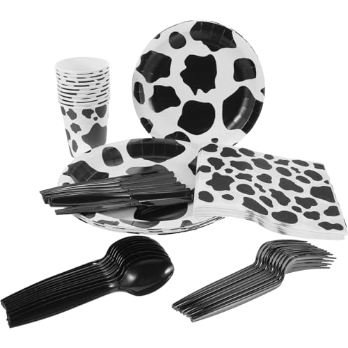 HEALLILY 1set Party Supplies Set Paper Plates Cups Napkins Cutlery for Farm Animal Theme Birthday Celebrations Tableware for Easy Cleanup