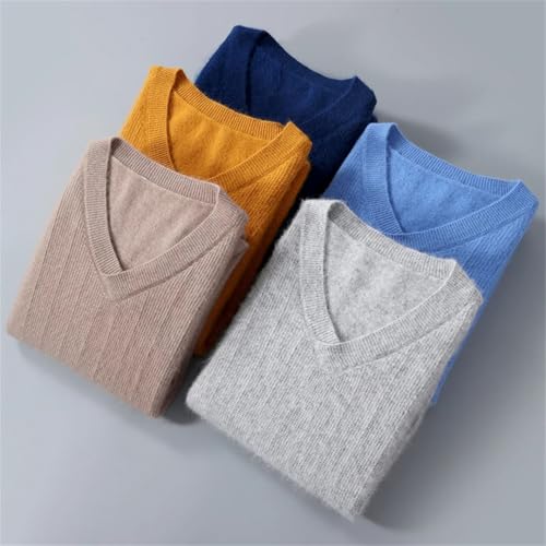 Men's V-Neck Knitted Sweater Thickened Pullover Loose Fit Fall Winter Wool Cashmere Top2