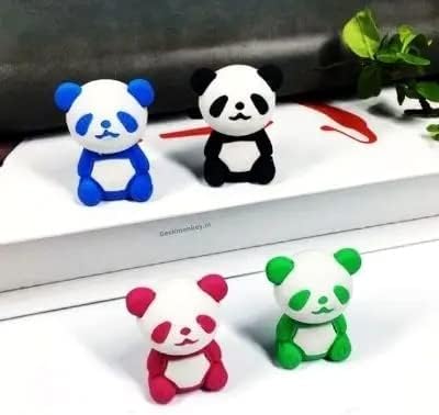 Image of AK Store (Pack of 4) 3D Cute Cartoon Shape Rubber Pencil Erasers, School Stationery for Kids, Boys Girls, Birthday Return Gifts (Panda)