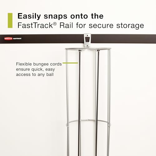 Image of Rubbermaid Garage FastTrack Vertical Ball Rack Satin Nickel Wall Mounted Storage System Holds up to 50 pounds for Home /Garage Silver