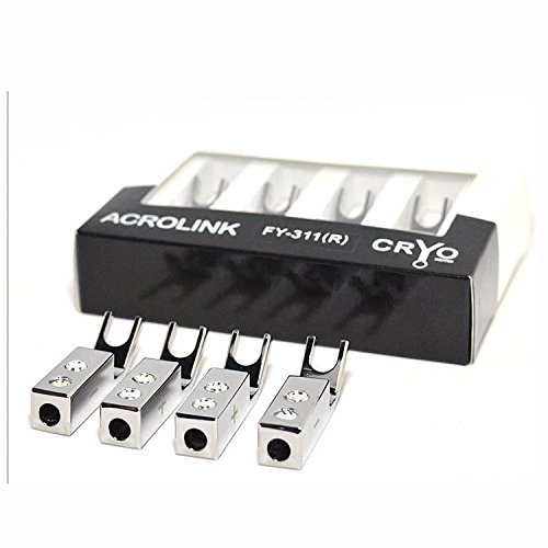 2Pairs Blunt Silver Screw Spade Fork Banana Plug Connector for Speaker Wire Cable