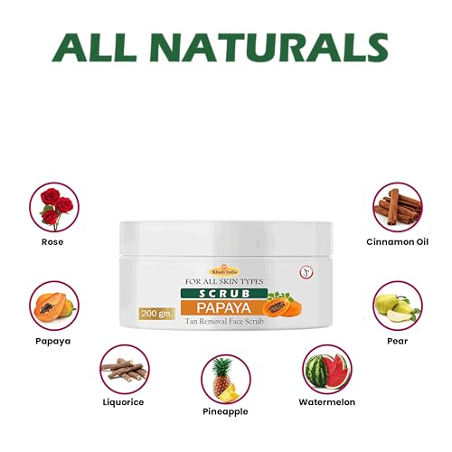 Image of Khadi 100% Pure & Herbal Papaya Scrub - Skin Brightening & Pigmentation Control Face & Body Exfoliator - 400g
