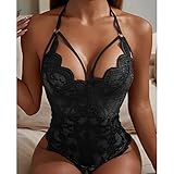 Erotische Dessous-Set Damen Sexy Sexy Tiefer V-Ausschnitt Halfter Spitze Damen Reizwäsche Negligee Babydoll Unregelmäßiger Hem Nachtwäsche Spitze Nachthemd Lingerie Nachtkleid G-String Sleepwear