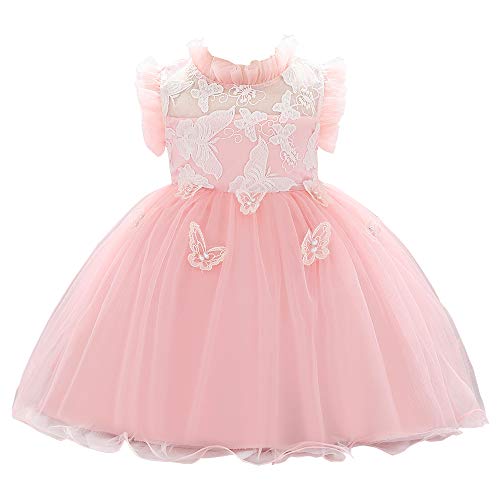 Baby Girls Birthday Dress Infant Ruffled Butterfly Embroidered Special Occasion Dresses (90/18-24M, Pink) Baby Girls Birthday Dress Infant Ruffled Butterfly Embroidered Special Occasion Dresses (90/18-24M, Pink)