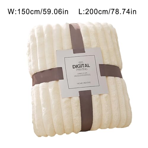 Faux Wool Blanket with Striped Textures, 59 x 79 Inches Lightweight Waterproof Plush Warm Fuzzy Fleece Blankets,Breathable Durable Double Sided Fall Blankets for Couches Bed Sofa Bedroom，Blue 1 - image 2