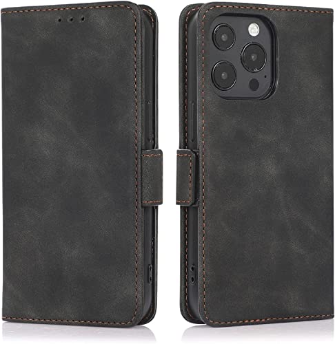Étui en cuir PU iPhone 13 Mini contre les chutes avec fermeture magnétique noire