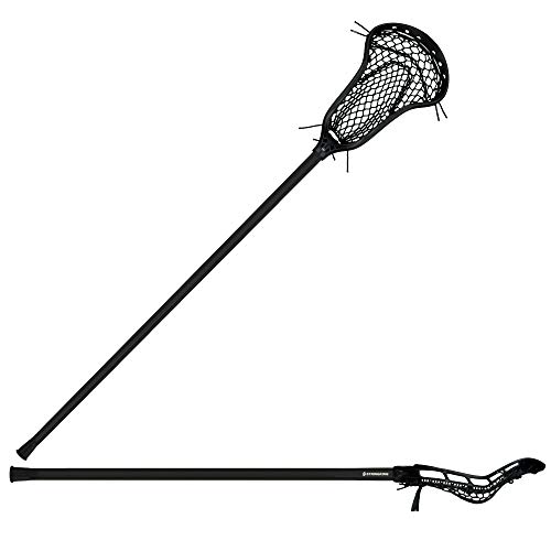 Stringking Women’s Complete 2 Pro Defense Lacrosse Stick With Composite Pro Shaft And Women's Type 4 Mesh (Black/Black) #TOP3