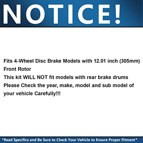 Image of Detroit Axle - Front Brake Kit for Chevrolet GMC Silverado Suburban Sierra | Savana Yukon XL 1500 Tahoe Cadillac Escalade Drilled & Slotted Brake Rotors Ceramic Brake Pads Replacement [12 inch inch Rotors]