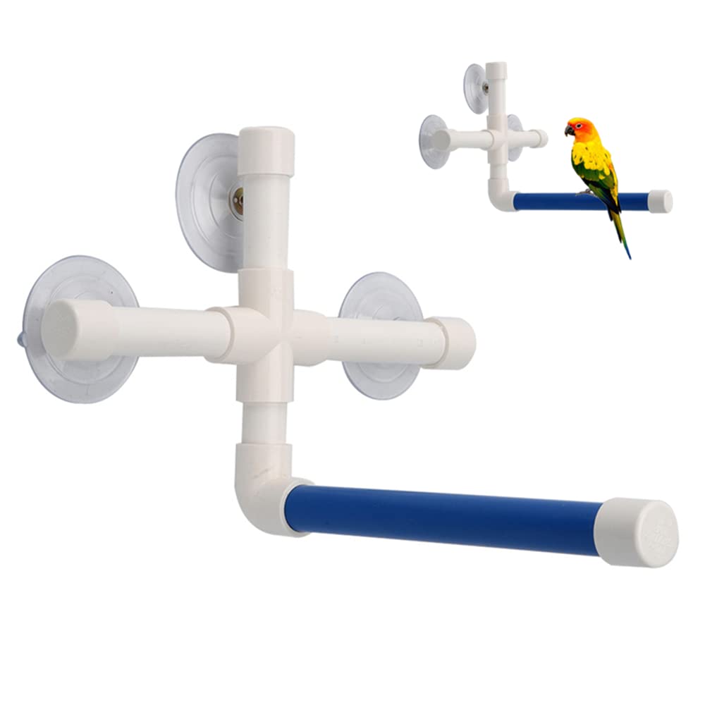 No Honglai Bird Perch Stand For Parrot, Blue, Acrylic, Foldable, Holder, Shower