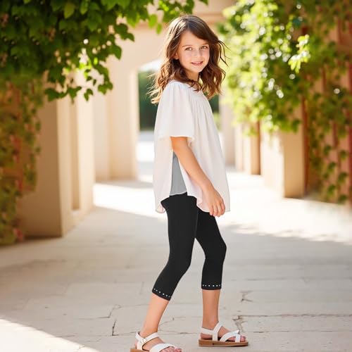 Girls Skinny Leggings Stretchy Capri Tights Yoga Gym Workout Cropped Leggings Kids High Waist Plain Soft Pants2