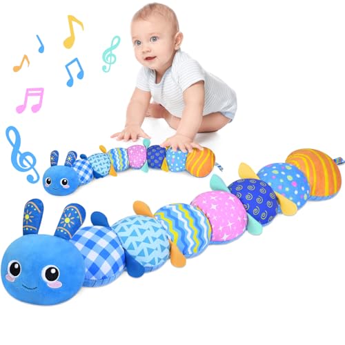 Image of KMUYSL Baby Toys 0-6 6-12 Months, Sensory Music Animal Stuffed Toy for 0 1 2 3 4 5 6+ Months, Plush Toy with Crinkle and Rattles for Infant Newborn, Tummy Time Toys Gifts for 0-3-6-12 Month