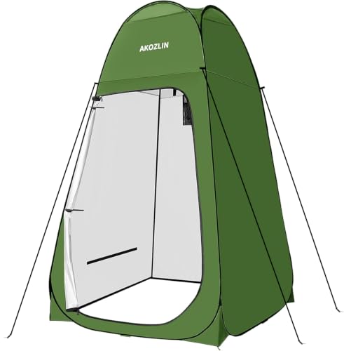 Image of AKOZLIN Portable Pop Up Shower Tent Instant Privacy Dressing Changing Outdoor Shower Room Camp Toilet Tent 47.2 inch Lx47.2 inch Wx74.8 inch H Green