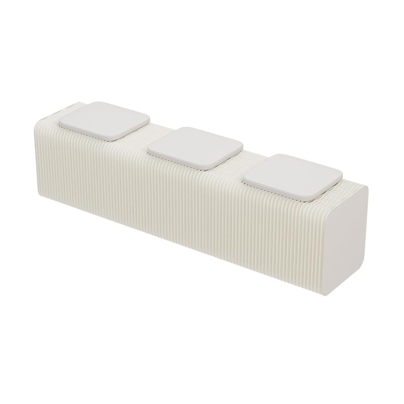 Stool Foldable, Sleek Indoor Decor, White Collapsible Stool with Honeycomb Structure, Supports Heavy Weight, Fit for Bedroom, Living Room and Dining Room(Square Seat Cushion, 59.1" x 14.2" x 15.10")