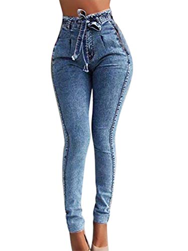 Mujer Pantalones Vaquero Skinny Push Up Pantalones Elástico Jeans Cintura Alta...