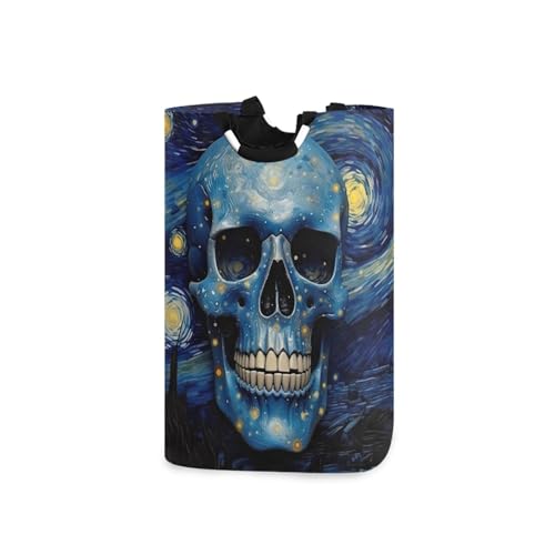 Jihqo Laundry Hamper Basket Starry Sky Skull Collapsible Nursery Storage Bin Waterproof Clothing Baskets for Home Bedroom Bathroom Washing Room