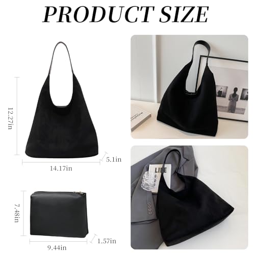 Image of Suede Bag for Women New Suede Tote Bags for Women Retro Slouchy Bag Brown Shoulder Bag Hobo Handbag