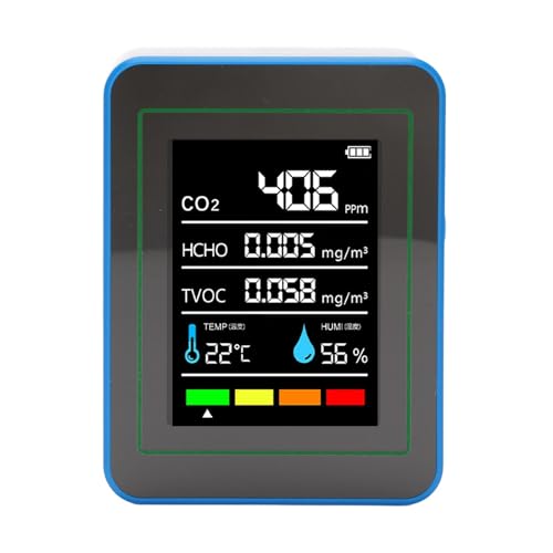 Generic CO2 TVOC HCHO MEDER, Detector de 5 a 1 de un Detector de Aire Doméstico (Blanco y azul)
