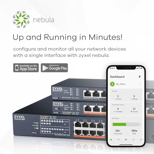 Image of Zyxel 8 Port Ethernet Switch | Smart Managed Network Switch | 8X 2.5G RJ-45 + 2X 10G SFP+ Ports | 80 Gbps Switching Capacity | Wall Mount Kit Included | Fanless | Hybrid Cloud Mode | XMG1915-10E