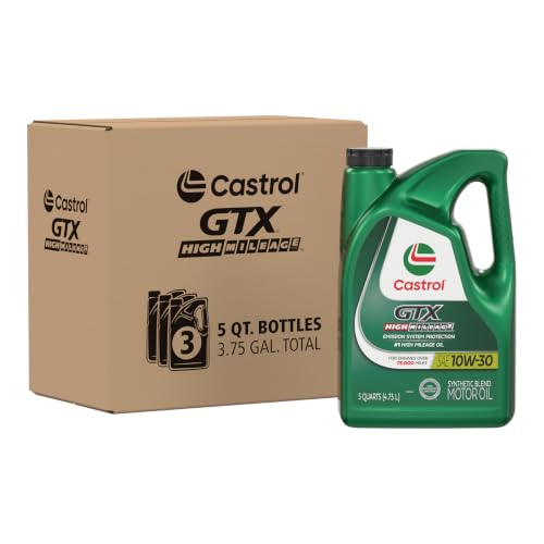 Castrol GTX High Mileage 10W-30 Synthetic Blend Motor Oil, 5...