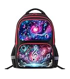 JukaZine Music Note Backpack for Boys and Girls, Kids School Bookbag, Adjustable Strap for Elementary and Middle School, Student Back Pack for Ages 6–18, 17 Inches and Lightweight with Bottle Holder
