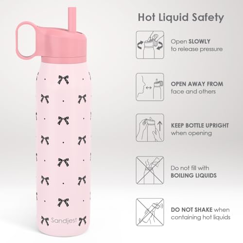 Image of Bow Stainless Steel Water Bottle with Twist Lid 20oz, Travel Insulated Water Bottles for Sports & Gym, Gift for Women Girls Friends Birthday Christmas