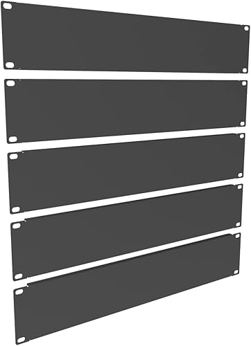 Paquete de 5 paneles en blanco de 2U - Panel de metal para rack de servidores de 19 pulgadas o gabinete, negro (2UBP5PC)