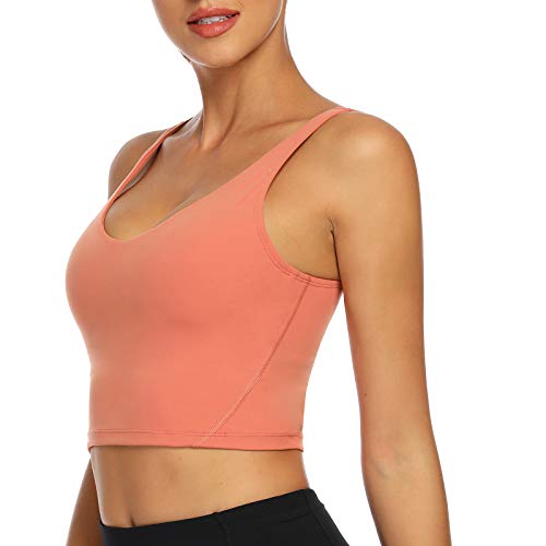 Image of Lemedy Women Sports Bra Longline Crop Tank Top Padded Workout Running Yoga