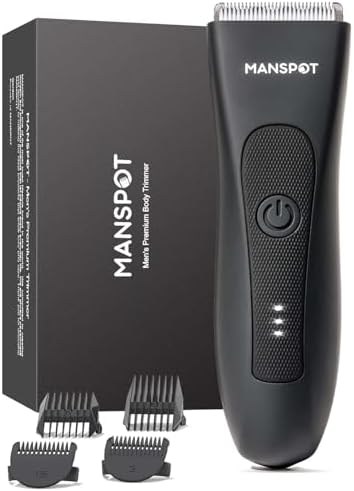 MANSPOT Ball Trimmer for Men, Private Part Hair Trimmer, Pubic Hair Trimmer & Body Groomer, Ceramic Blade, IPX7 Waterproof Wet & Dry, Rechargeable Body Trimmer for Balls, Groin, Legs & Intimate Areas