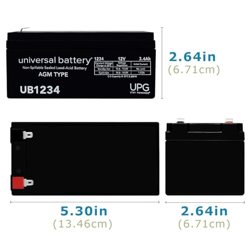 Universal Power upg-ub1234 Battery 12v 3.4ah [Camera] by UPG - Image 2