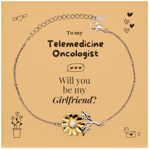 Telemedicine Oncologist Gift, Couple, Lover proposal card for her, I Love You for Valentine, Wedding, Marriage, Anniversaries, cute sunflower Bracelet | Be my Girlfriend