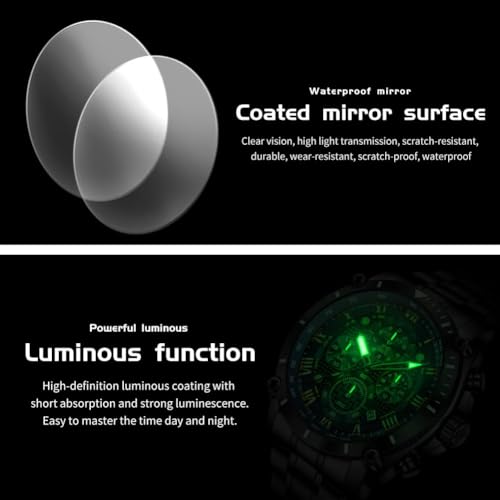 Image of OLEVS Men's Watch Luxury Stainless Steel Waterproof Luminous Wrist Watch | Big Face Chronograph Watch For Men Dress Gift Stainless Steel Multifunction