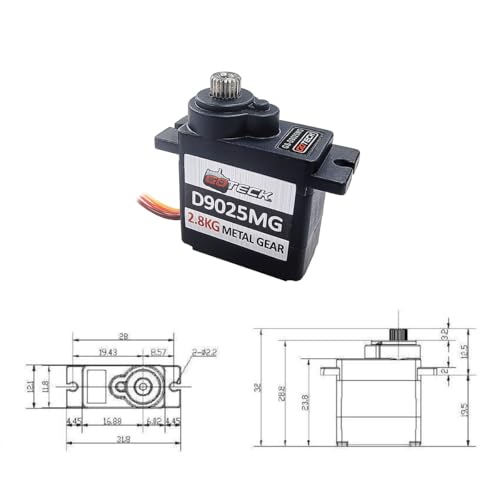 Image of GOTECK 2PCS D9025MG 9g Mini Servo, Micro Full Metal Gear Digital Servo,with Metal Horn for RC Car Model Boat Fixed-Wing Helicopter Airplane Robot Toy