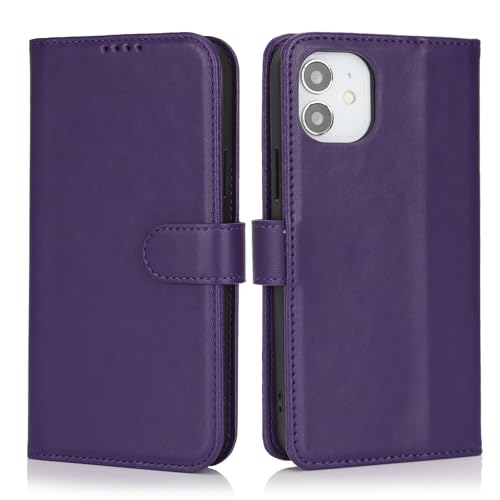 Image of for iPhone 12 Case Wallet with Card Holder,for iPhone 12 Pro Wallet Case for Women Men,PU Leather Shockproof Magnetic Buckle Stand Flip Phone Case-Purple