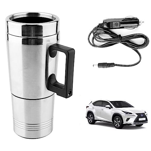 Image of Oshotto 12V Stainless Steel Car Heating Kettle /Mug, Travel Friendly electric Tea /Coffee maker Compatible with Lexus NX (300ml) - Silver