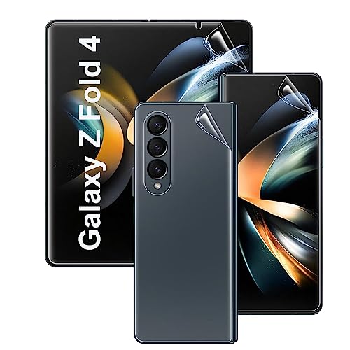 QAZWERT【3 + 3枚セット】Galaxy Z Fold4 フィルム 全面保護 au SCG16 自動修復 柔らかい ケースに干渉せず 超薄型 気泡なし 撥油性 PET 高透過率 docomo SC-55C Galaxy Z Fold4 対応 液晶保