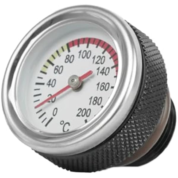 Obrotomierz Korki wlewu paliwa do motocykla ze wskaźnikiem temperatury oleju 0-200 ℃ Wskaźniki Miernik tarczowy M20 X 1,5 Srebrny Czarny Wskaźnik