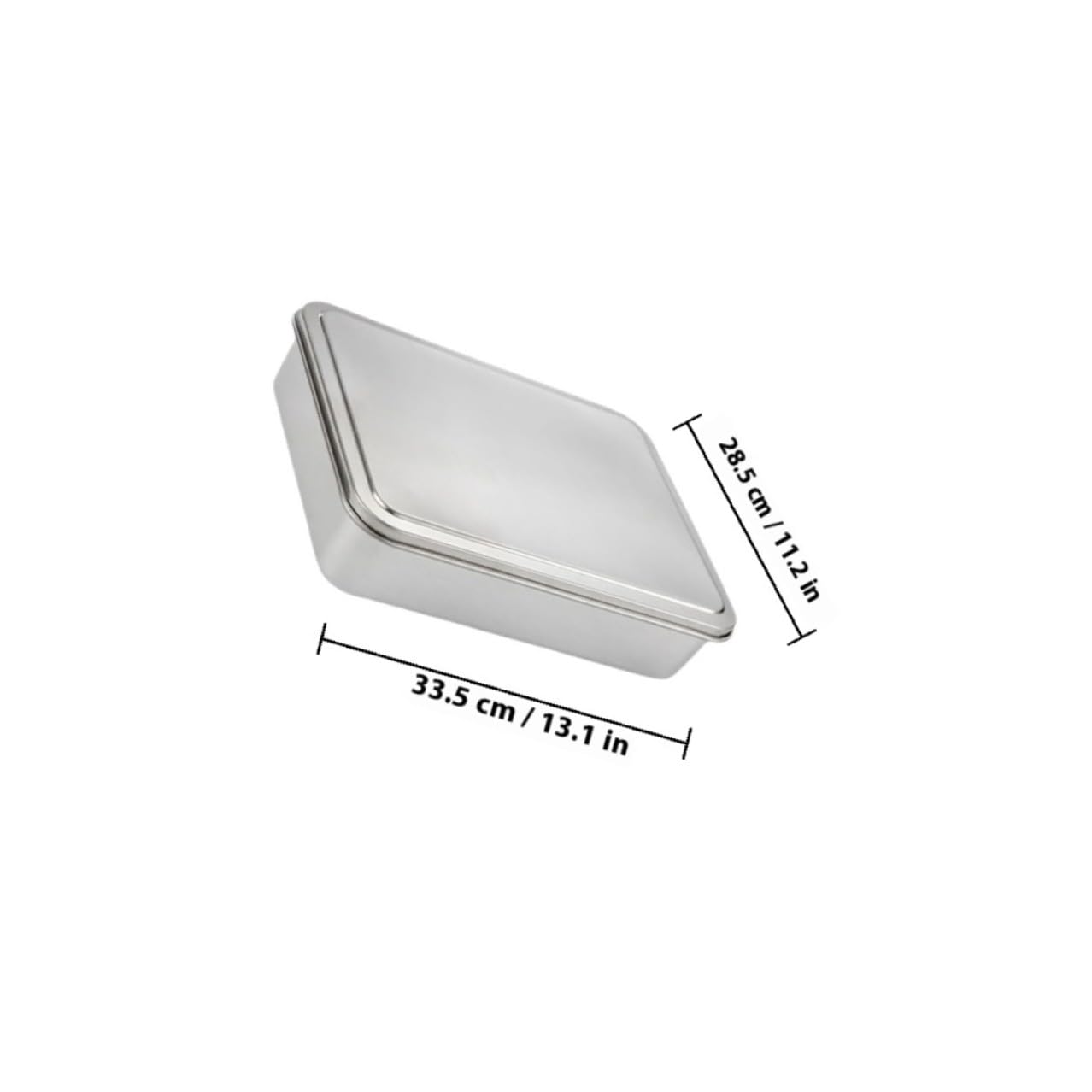 Molde para Pastel de Tiramisú Rectangular de Acero Inoxidable con Tapa | Plata, Gran Capacidad, Acabado Antiadherente, también Apto para Guardar Pequeños Objetos