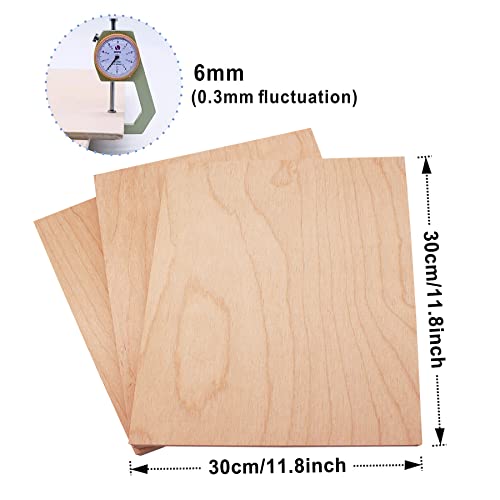 Consmos Baltic Birch Plywood 6Mm 1/4" X 12" X 12" Craft Wood, Pack Of 3 B/Bb Grade Baltic Birch Sheets, Perfect For Diy Projects, Painting, Drawing, Laser, Wood Engraving, Wood Burning And Cnc Cutting #TOP1