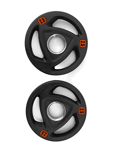 FITTTECH Olympic Weight Plates 2.5kg x 2 (5kg Total) | 51mm / 2 Inch Cast Iron Rubber Coated Triangle Grip Plates | Compatible with Olympic Barbell & Dumbbell Rod | Home Gym Strength Training Equipment. (BLACK, 2.5KG SET OF 2)