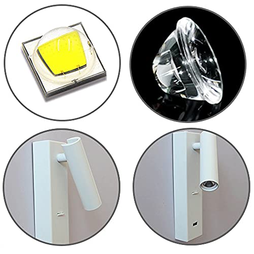 Aplique de pared LED para lectura en cabecera con puerto de carga USB y foco giratorio 5