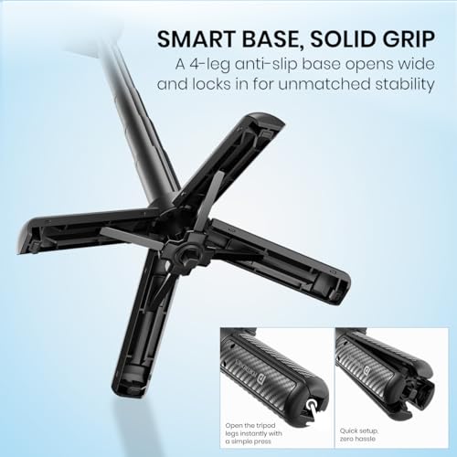 Image of Portronics Lumistick Snap Magnetic Selfie Stick with Quadripod Stand,Detachable Bluetooth Remote, 360 Rotation,Includes Metal Ring, for iPhone&Android, Foldable&Travel-Friendly for Vlogging&Recording