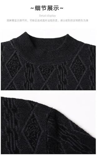 Men's Business Casual Warm O-Neck Stretchable Geometric Pattern Knitted Sweater2