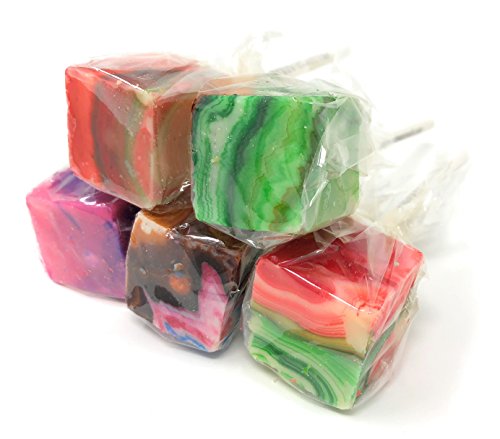 Hard Candy Cube Lollipop Suckers: Individually Wrapped Flavored Sucker Pack by Espeez - Old Fashioned Square Party Pops in Bulk - Tye Dye, 24 Count