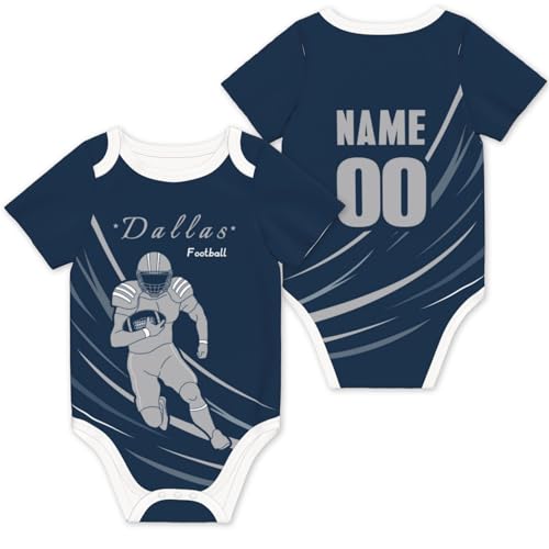 TNEQHQR Dallas Baby Clothes Personalized Boy Girl Gifts Custom Name Number Short Sleeve Newborn Infants Bodysuit 0-24 Months