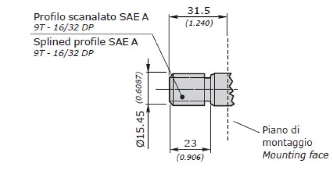 Galtech Bomba de engranajes hidráulicos, Gp2, 4.0CC, antihorario, entrada y salida BSP de 1/2 pulgada, SAEA 2Bolt 9th Spline