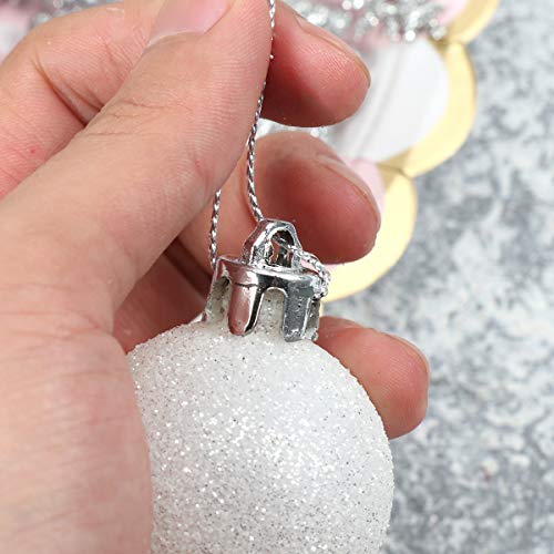 Amosfun-24Pcs-Silver-Pink-Christmas-Decorations-Xmas-Tree-Silver-Baubles-Snow-Balls-Christmas-Party-Snowflake-Pendant