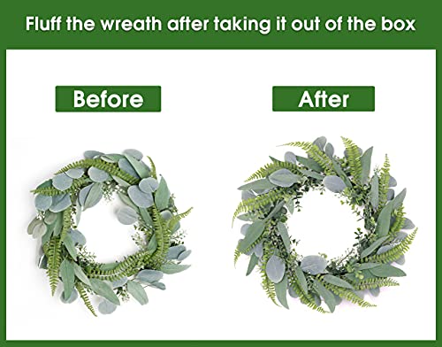 image for Tiny Land Eucalyptus Wreath for Front Door- 18 inches Handicraft Bambo