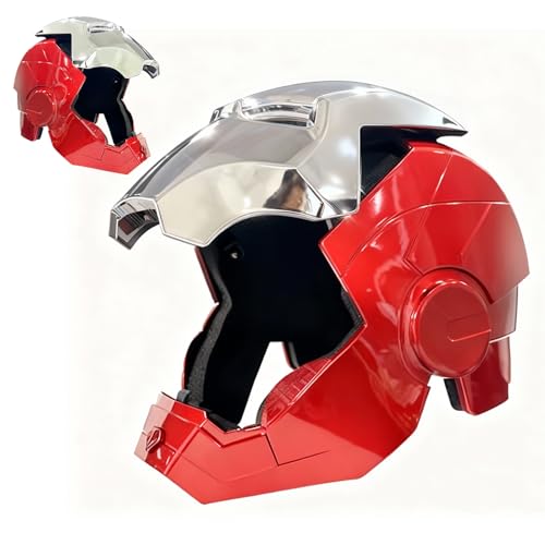 Tevigo Wearable Hero-Style Helmet with Glowing Eyes Cosplay Mask for Kids and Teens Great for Halloween Birthday Christmas Gifts (Silver Kids)